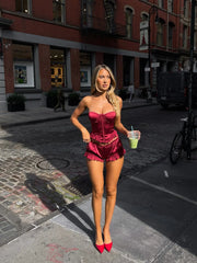 Lucine Corset Top Deep Red