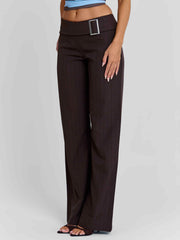 Elysa Pant Brown Pinstripe