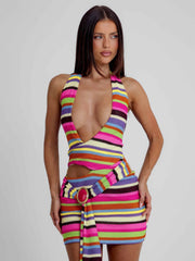 April Mini Dress Multi Stripe
