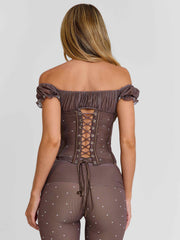 Corala Corset Top Chocolate Polka Dot