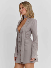 Rehnee Blazer Grey Pinstripe