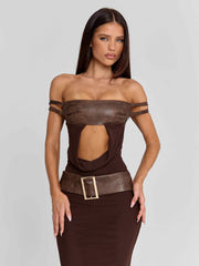 Rozia Maxi Dress Brown