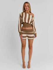 Sundaze Top Brown Beige Stripe