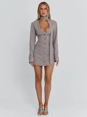 Rehnee Blazer Grey Pinstripe