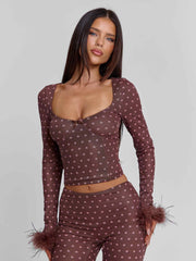 Mahria Top Brown Polka Dot
