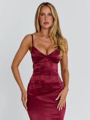 Hollie Midi Dress Burgundy