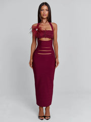 Lunabelle Midi Dress Burgundy