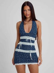Dari Mini Dress Navy Polka Dot