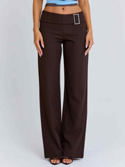 Elysa Pant Brown Pinstripe
