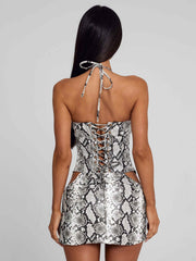 Evon Mini Dress Silver Snake