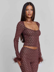 Mahria Top Brown Polka Dot