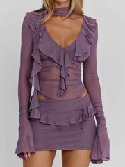 Avaline Mini Dress Dusty Purple