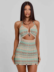 Hale Mini Dress Green Stripe