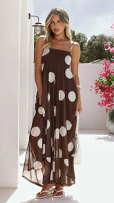 Melinda Maxi Dress - Chocolate / Cream Spot