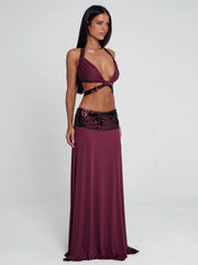 Aluna Maxi Skirt Burgundy