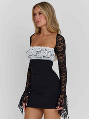 Omera Mini Dress Black White