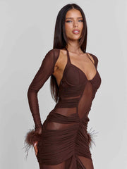 Cherrey Maxi Dress Chocolate