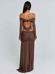 Angelae Maxi Dress Chocolate Brown