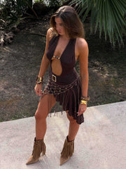 Leilini Mini Dress Chocolate