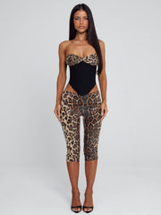 Eira Leopard Sequin Corset Top