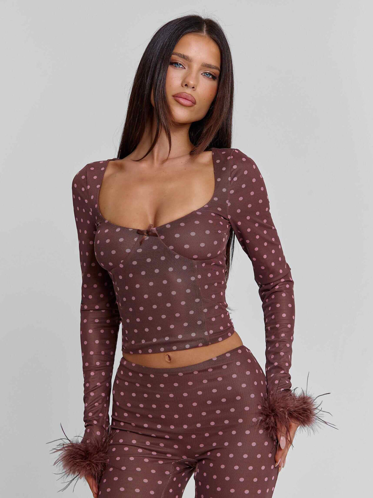 Mahria Top Brown Polka Dot