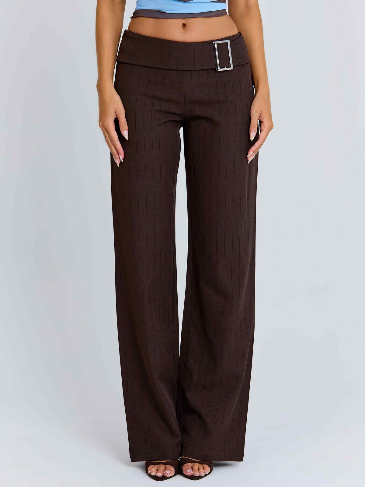 Elysa Pant Brown Pinstripe