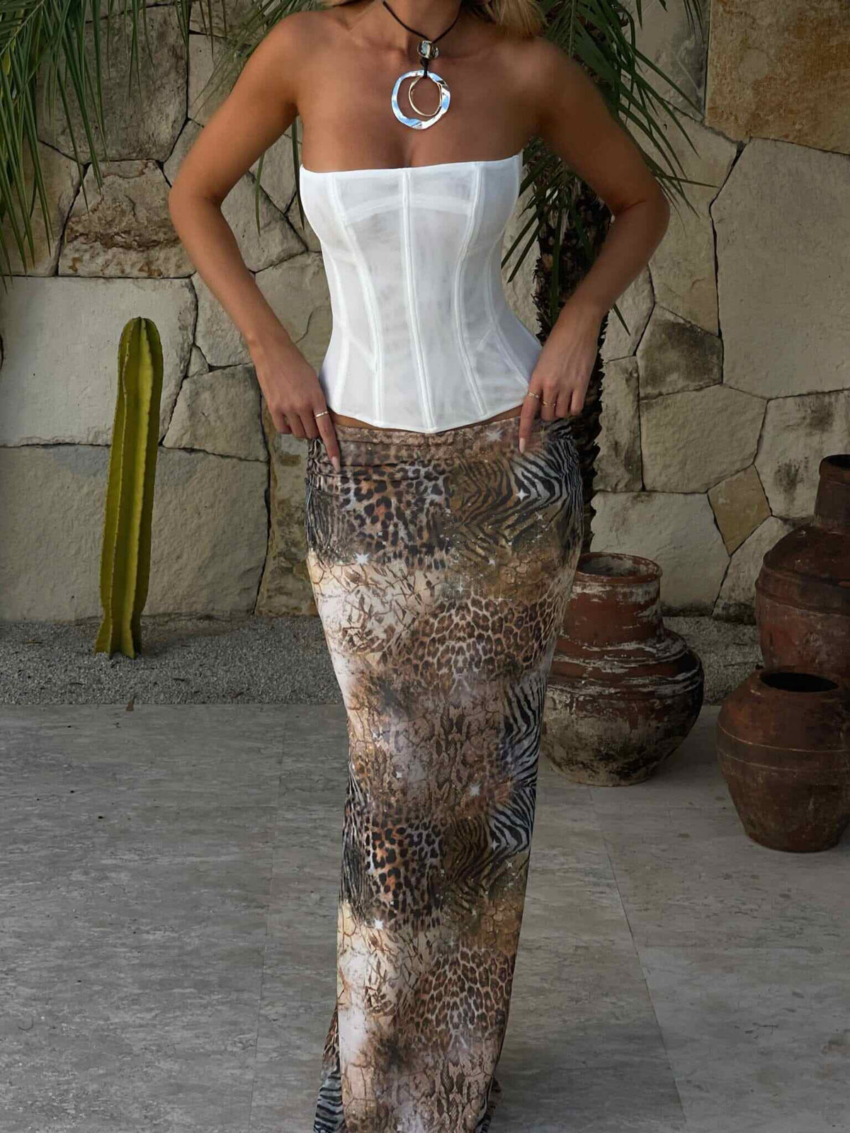 Sola Mesh Corset Top White