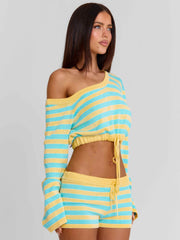 Hattie Top Blue And Yellow Stripe