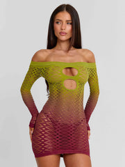 Vessia Mini Dress Green Burgundy