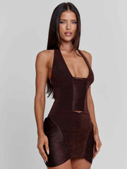 Zephyria Mini Dress Chocolate