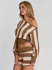 Sundaze Shorts Brown Beige Stripe