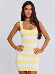Teresa Mini Dress Yellow Stripe